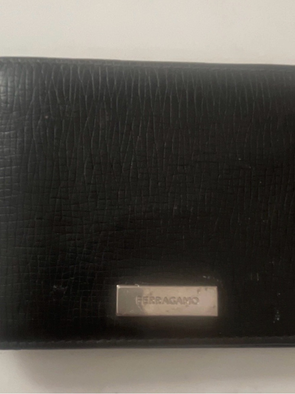 Salvatore Ferragamo Black Textured Leather Wallet with Logo Plate